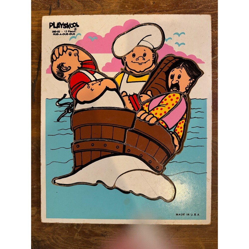 Vintage Playskool Wooden Puzzle Rub a Dub Dub